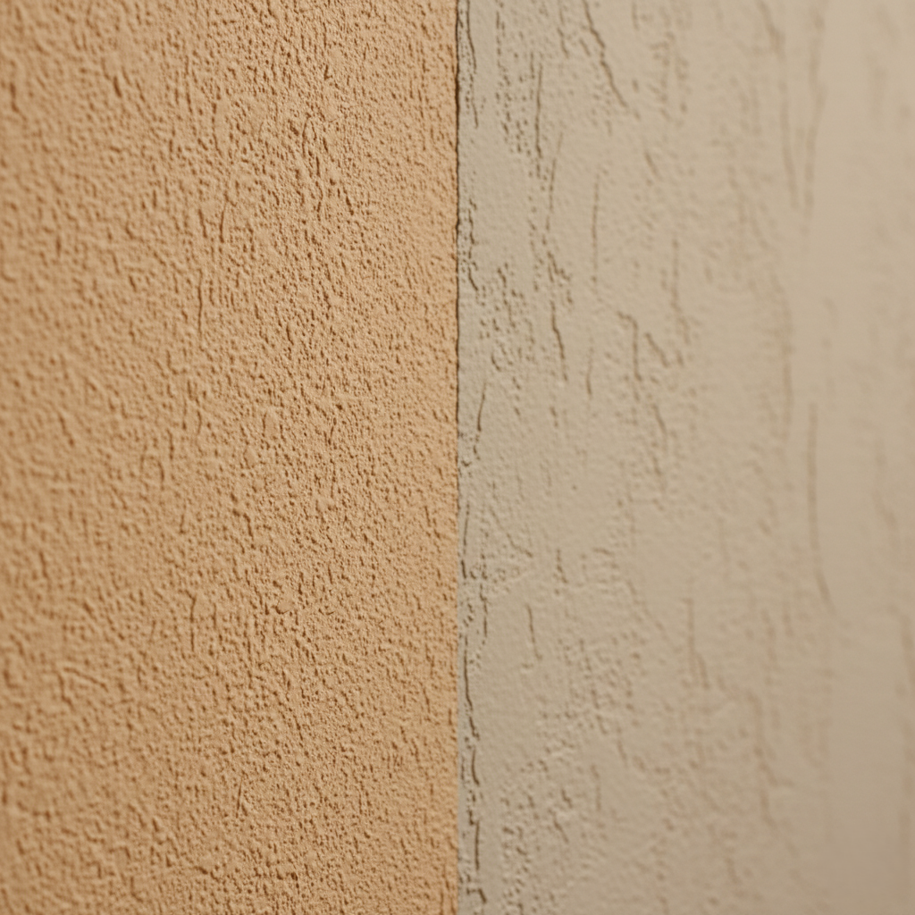 comparison of orange peel vs. knockdown texture.