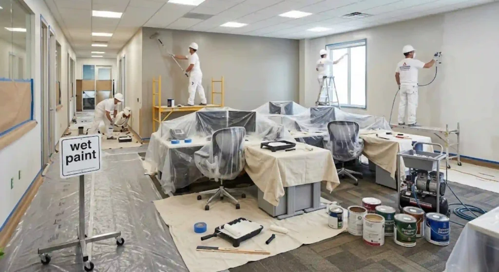 interior office painting process