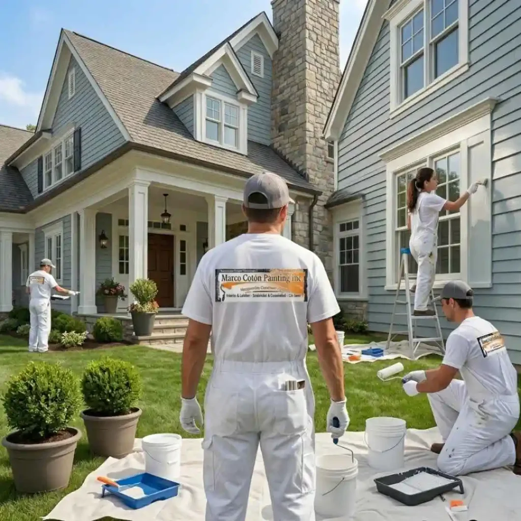 professional painters working on a home