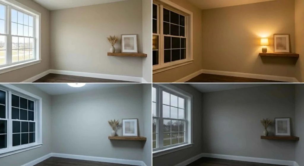 showing same wall color in different lighting