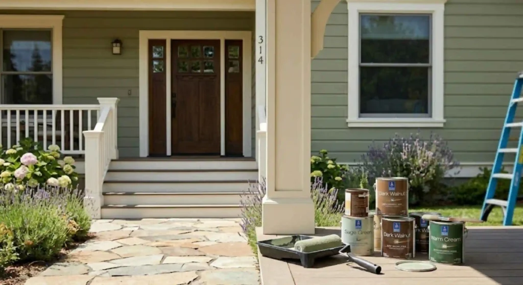 Petaluma home exterior with satin siding and semi gloss trim