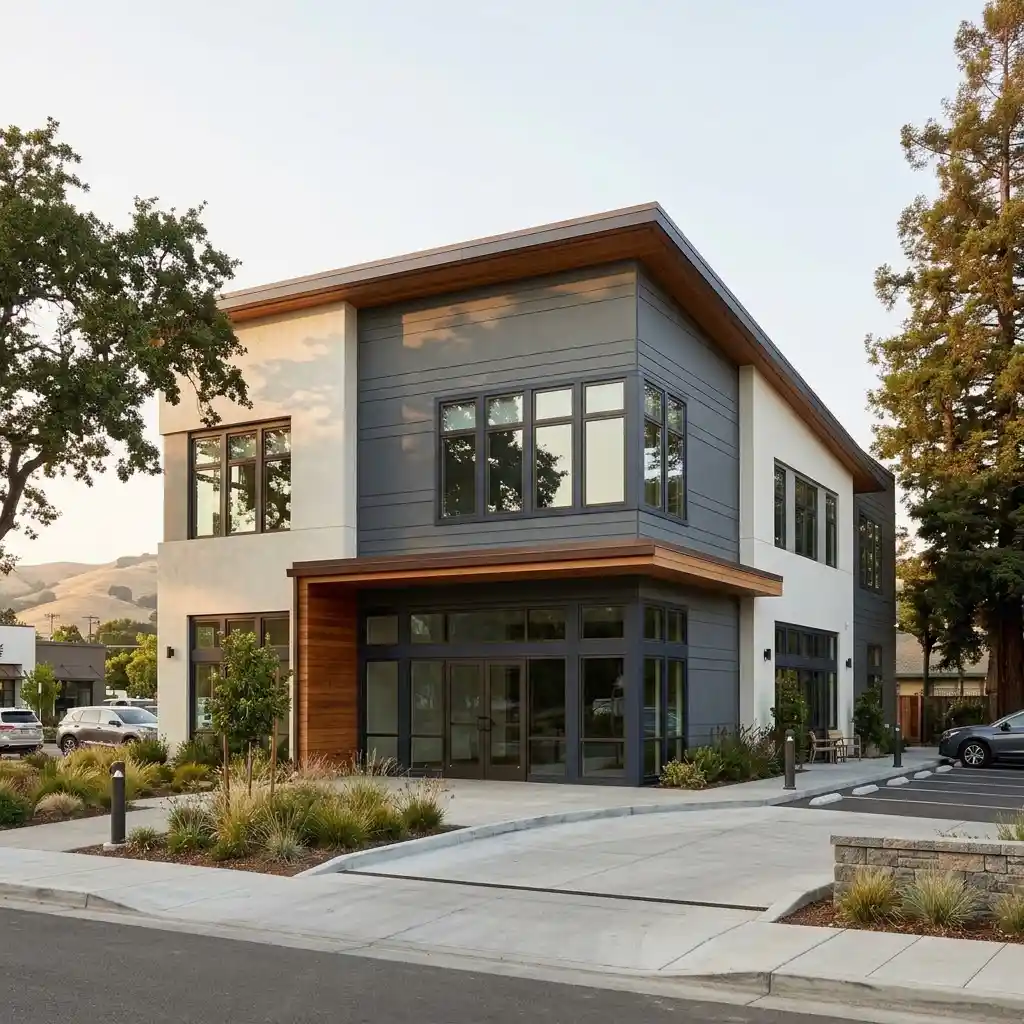 Modern commercial property with a professional exterior paint finish in Petaluma CA